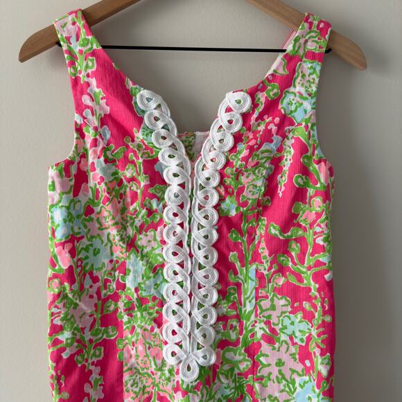 Lilly Pulitzer Cathy Shift Dress Flamingo Pink Southern Charm 0 Lace 100% Cotton - Picture 9 of 13